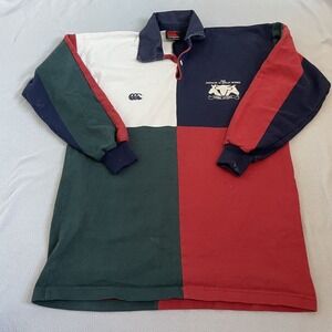 Vintage Canterbury U of Guelph Rugby Polo Shirt Mens Medium Pullover Colorblock